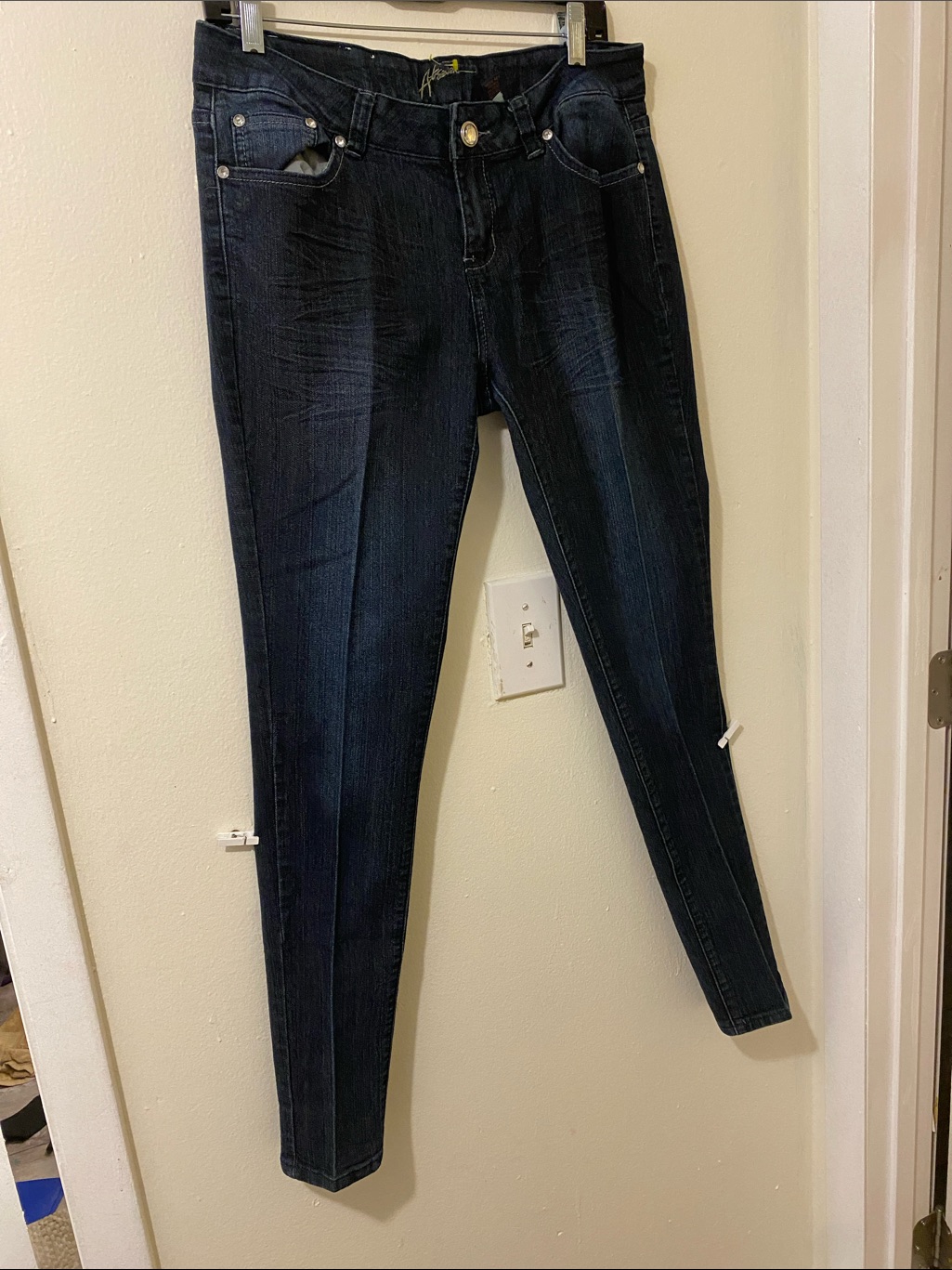Womens Skinny Jeans In Dark Indigo Stretch Denim